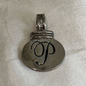 Ganz Silver Tone Charm Pendant Monogram Initial "P"